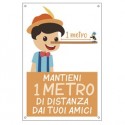 Cartello alluminio 20x30cm "Mantieni 1 metro di distanza" per bambini