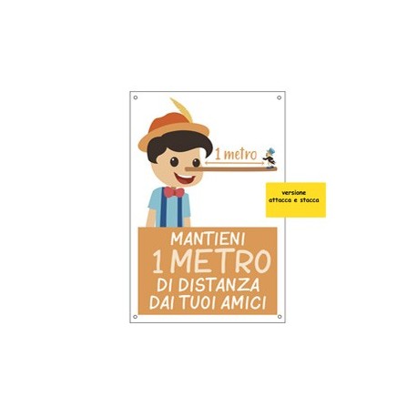 Etichetta autoadesiva 20x30cm "Mantieni 1 metro di distanza" per bambini
