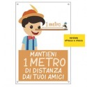 Etichetta autoadesiva 20x30cm "Mantieni 1 metro di distanza" per bambini