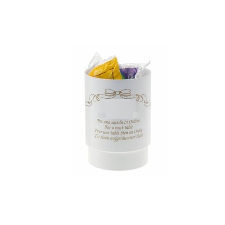 Barattolo portarifiuti da tavola in plastica ø11x14h cm bianco Leone