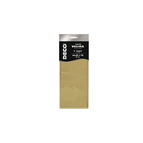 Busta 5 fogli carta velina metallizzata 20gr 50x76cm oro DECO