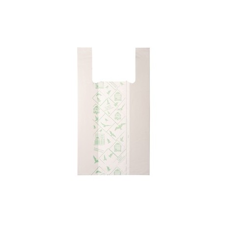 Scatola 500 Shoppers bianchi MIDI 16µ 28x50CM 7+7cm Mater-Bi