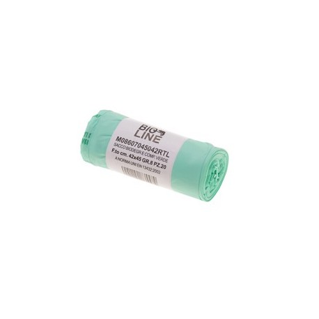 20 Sacchi BIO verdi 42x45cm 10Lt 16µ
