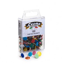 SCATOLA 100 PUNTINE COLORATE ASSORTITE LEONE COLOR
