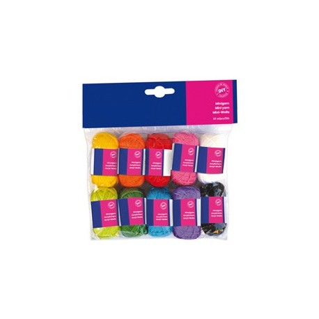 Set 10 matasse 100 acrilico lung. 36mt colori assortiti Cwr