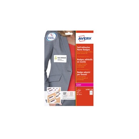 Etichette badge in seta acetata 80x50mm (10et/fg) 20fg - laser Avery