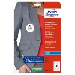 Etichette badge per tessuti rotonde Ø65mm (10et/fg) 20fg - inkjet Avery