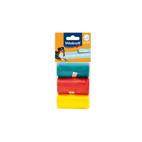 Confezione da 3 rotoli di sacchetti raccoglifeci ( 20 sacchettiper rotolo)