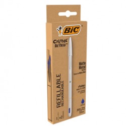Penna sfera con cappuccio Cristal® Re'New 1mm blu BIC®