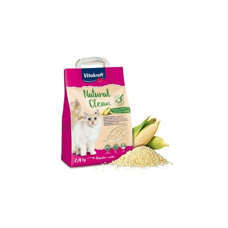 Natural Clean lettiera al mais bianco per gatti 2,4Kg
