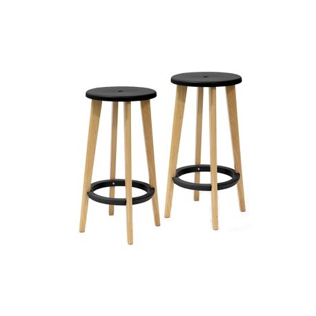 Set 2 sgabelli Woody Nero/Faggio Paperflow