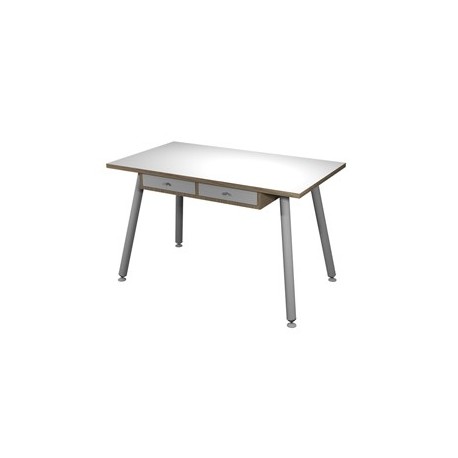 Postazione Home-Office con sottopiano 120x60xH74,4cm gambe metal Bianco/Rovere