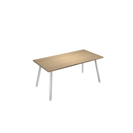 Scrivania 180x80xH74,4cm Bianco/ Rovere Skinny Metal