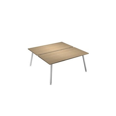 Scrivania a 2 postazioni contrap. 140x166cm Bianco/ Rovere Skinny Metal