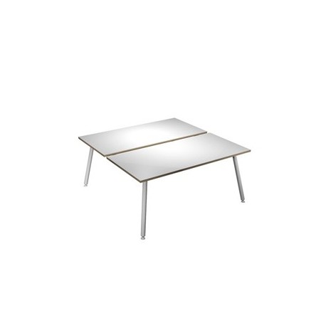 Scrivania a 2 postazioni contrap. 140x166cm Bianco/ Bianco Skinny Metal