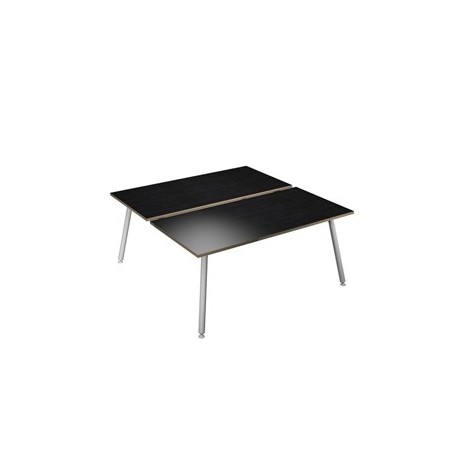 Scrivania a 2 postazioni contrap. 140x166cm Bianco/ Nero venato Skinny Metal
