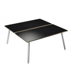 Scrivania a 2 postazioni contrap. 160x166cm Bianco/ Nero venato Skinny Metal