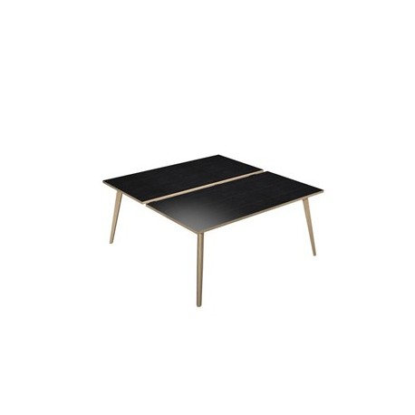 Scrivania a 2 postazioni contrap. 160x166cm Rovere/Nero venato Woody