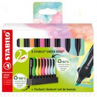 Deskset 8 evidenziatori STABILO® GREEN BOSS® 83recycled