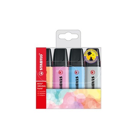Astuccio 4 evidenziatore Stabilo Boss Pastel colori ass. 70/4-4