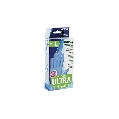Confezione da 10 guanti monouso in nitrile Tg. L blu