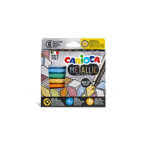 Scatola 6 Maxi Metallic pennarelli colori assortiti Carioca
