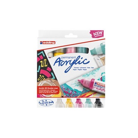 Astuccio 5 marcatori acrilici Edding 5400 3D double liner