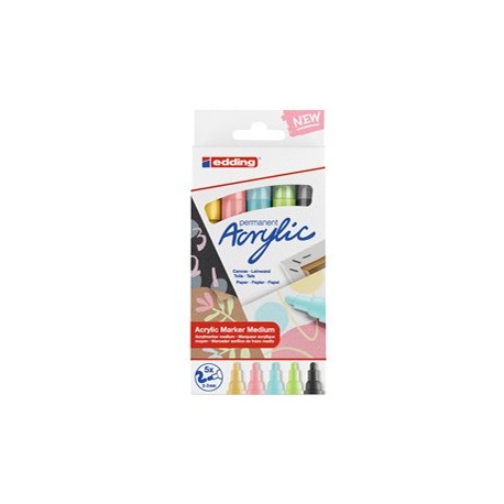 Astuccio 5 marcatori acrilici Edding 5100 medium Pastel
