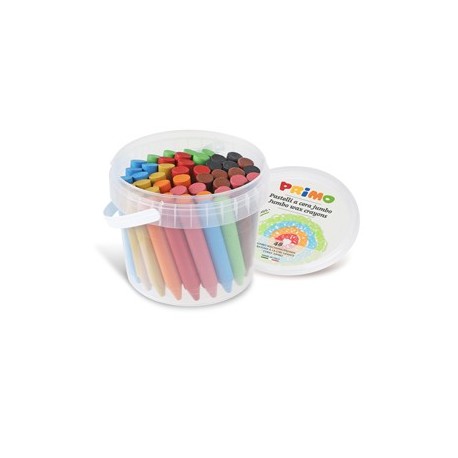 Secchiello 48 pastelli a cera Jumbo Ø13mm 85mm 12colori PRIMO