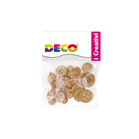 Busta 30 bottoni legno naturale DECO