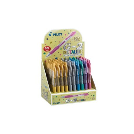 Display 60pz roller gel scatto G-2 0,7mm colori assortiti metallic Pilot