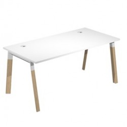 Scrivania Woody Superior 120x80cm piano bianco/gambe bimat. metal/massello