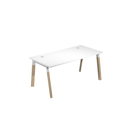 Scrivania Woody Superior 160x80cm piano bianco/gambe bimat. metal/massello