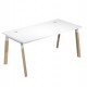 Scrivania Woody Superior 180x80cm piano bianco/gambe bimat. metal/massello