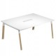 Tavolo riunione Woody Sup.160x120cm piano bianco/gambe bimat. metal/massello