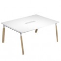 Tavolo riunione Woody Sup.160x120cm piano bianco/gambe bimat. metal/massello