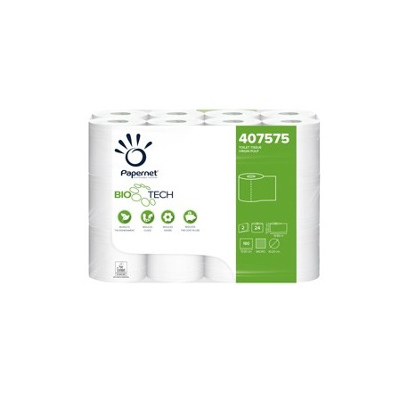 Pacco 24RT carta igienica classica 2veli 19,80mt 180 strappi BioTech Papernet