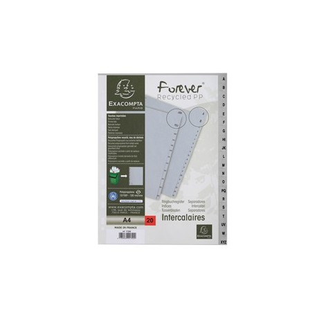 Intercalare Alfabetico in PP riciclato A-Z grigio A4 Exacompta