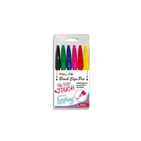 Astuccio 6 Sign Pen Brush colori assortiti Pentel