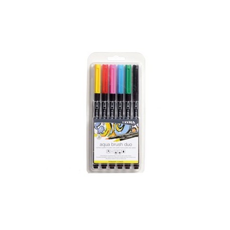 Astuccio 6 pennarelli Aqua Brush Duo colori primari Lyra