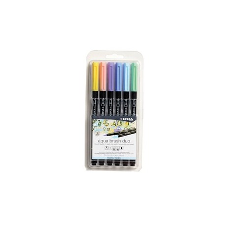 Astuccio 6 pennarelli Aqua Brush Duo colori pastel Lyra