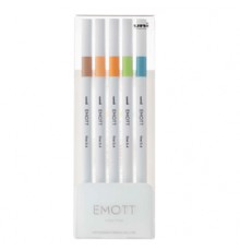 Astuccio 5 fineliner EMOTT tratto 0.4mm colori ass. Nature Uni Mitsubishi