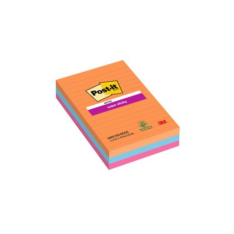 Cf. 3pz blocco 90fg. Post-it® Super Sticky RIGHE 101x152mm 4690-3SS-BOOS Boost