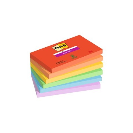 Cf. 6pz blocco 90foglietti Post-it® Super Sticky 76x127mm 655-6SS-PLAY Playful