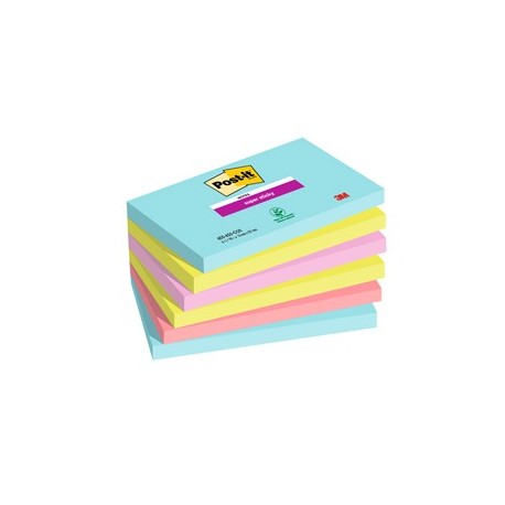 Cf. 6pz blocco 90foglietti Post-it® Super Sticky 76x127mm 655-6SS-COS Cosmic