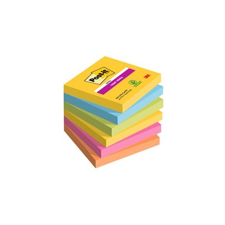 Cf. 6pz blocco 90foglietti Post-it® Super Sticky 76x76mm 654-6SS-CARN Carnival