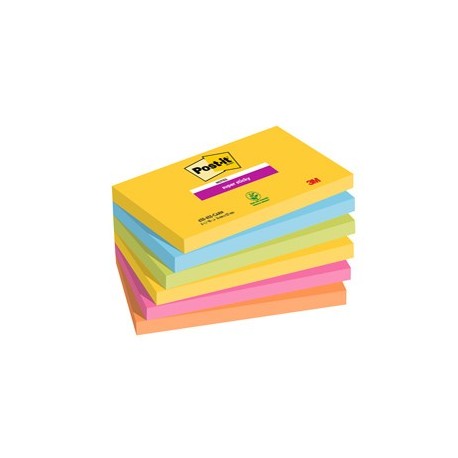 Cf. 6pz blocco 90fg. Post-it® Super Sticky 76x127mm 655-6SS- CARN Carnival