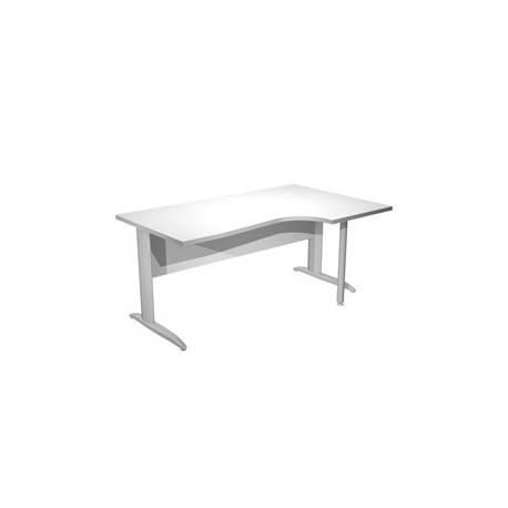 Scrivania Compact Destro 160x60/80/100cm bianco fianchi vern. cromo Easy