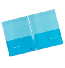 Conf 5 cartellina doppia tasca PP blu Plastidea