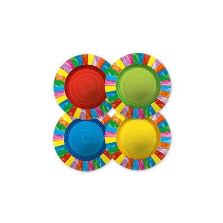 8 piatti in carta Ø25cm fantasia multicolor Arcobaleno Big Party